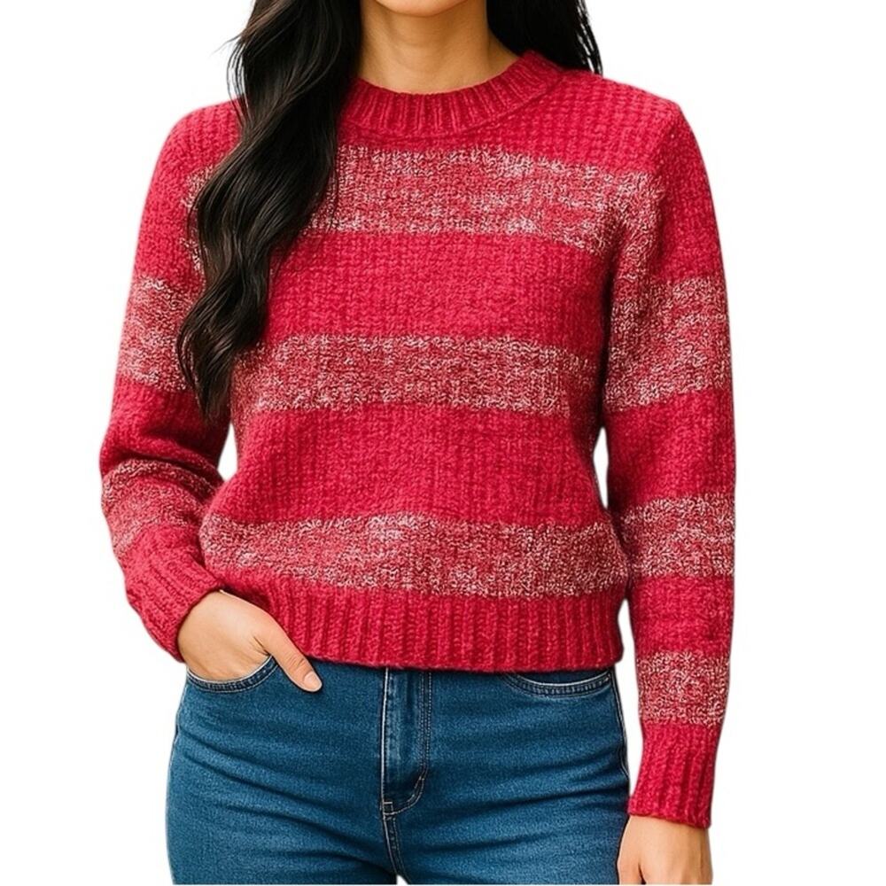Haute Rogue Marisa Burgundy Metallic Chenille Sweater NWT Medium Cozy Shimmer